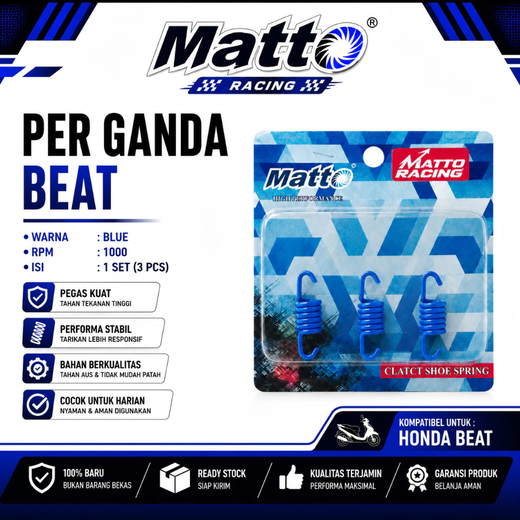 id-11134207-81ztk-mqo8r4tl1pfn8c Per Ganda Beat Blue 1000 RPM 1 Set 3 PCS | Per Kampas Ganda Honda Beat | Per Ganda Racing | Matto Racing - Gambar 1