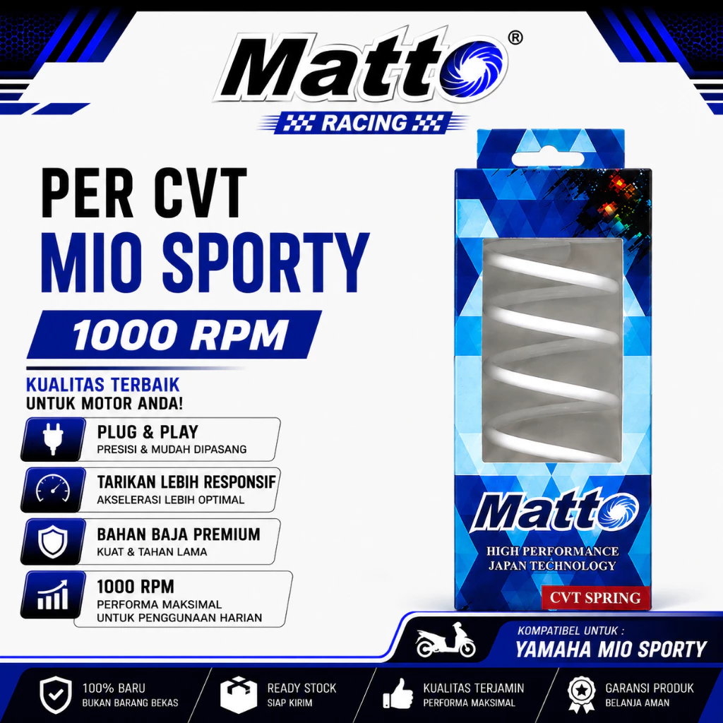 id-11134207-81ztq-mqlgwt8cn75u0d Per CVT Mio Sporty Putih 1000 RPM | Per Kontra Yamaha Mio Sporty | Per CVT Racing | Matto Racing - Gambar 1