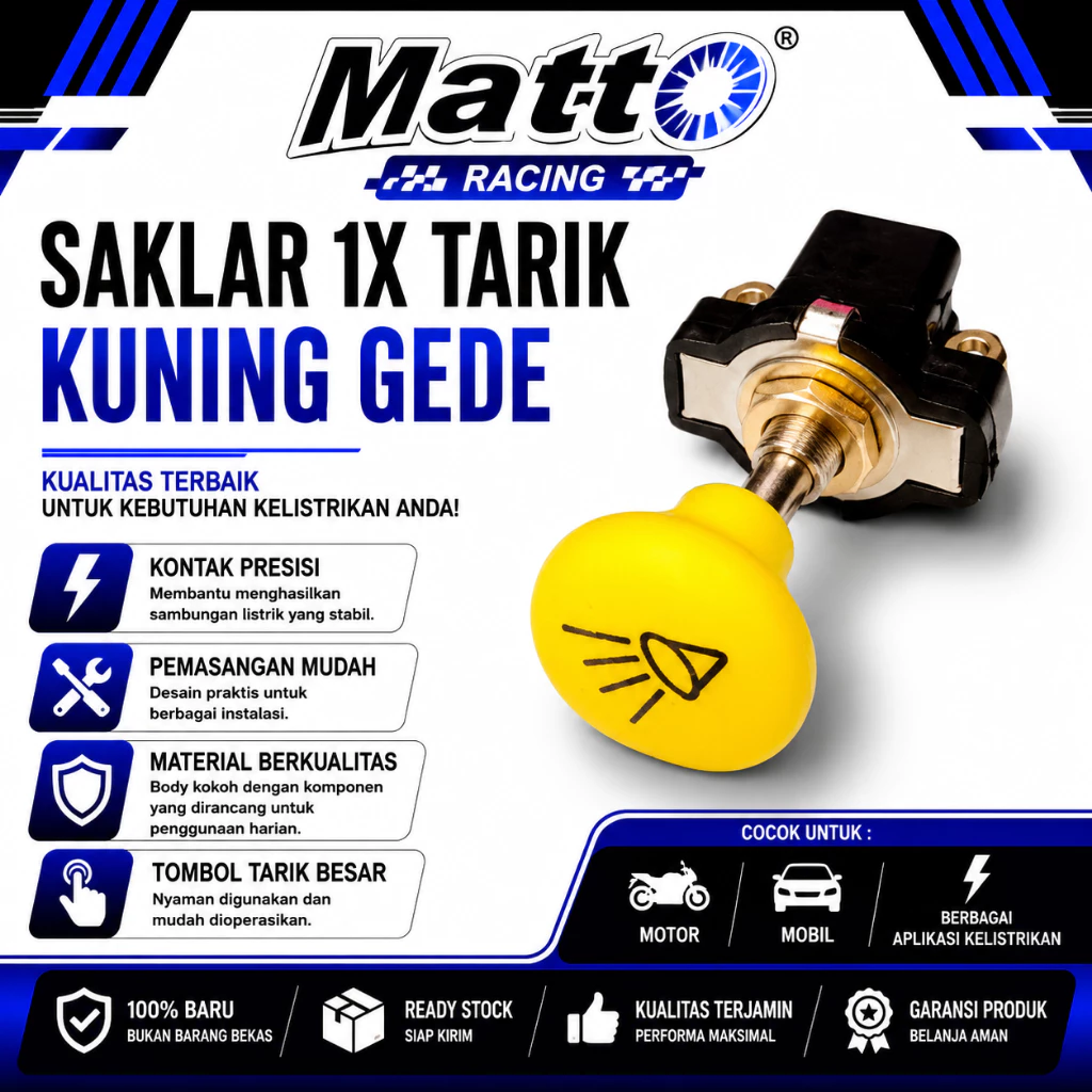 id-11134207-81ztq-mqr53b4g9qtd0e Saklar Tarik 1X Gede Kuning | Switch Tarik ON OFF Universal Motor Mobil | Matto Racing - Gambar 1