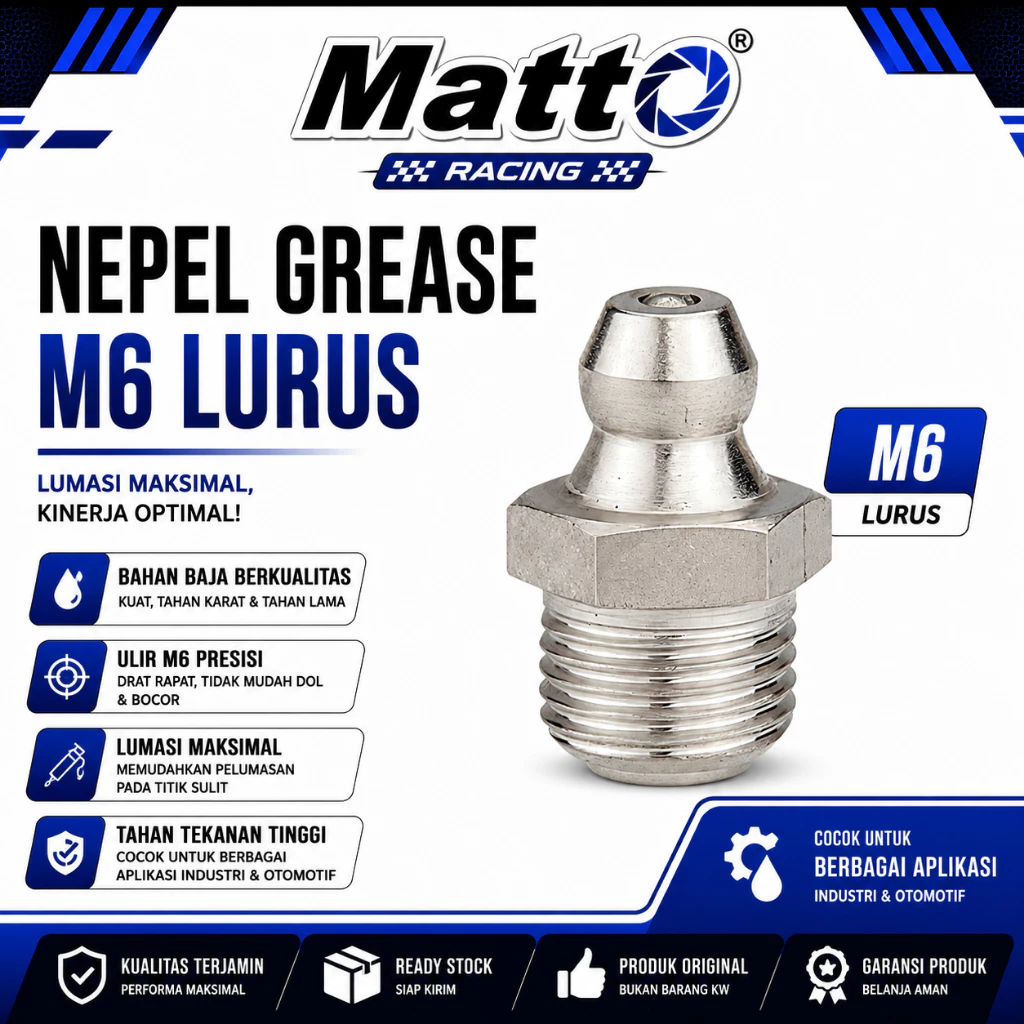 id-11134207-81ztc-mr1hwfazx7nrba Nepel Grease M6 Lurus | Grease Nipple Straight | Grease Fitting | Matto Racing - Gambar 1