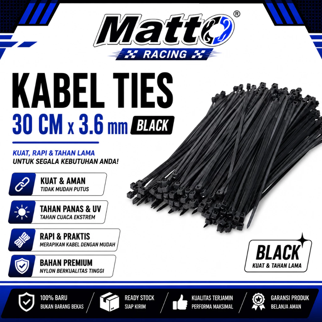 id-11134207-81ztd-mr1f9b3yqe4k0e Kabel Ties 30 CM x 3.6 mm Black | Cable Tie Hitam | Pengikat Kabel | Matto Racing - Gambar 1