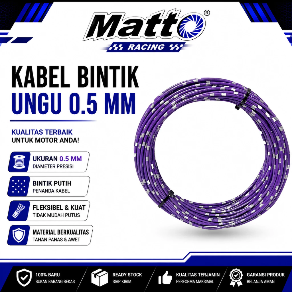 id-11134207-81ztd-mr2nrqr1f2md65 Kabel Bintik Ungu 0.5 mm | Kabel Listrik Otomotif Motor Mobil | Matto Racing - Gambar 1