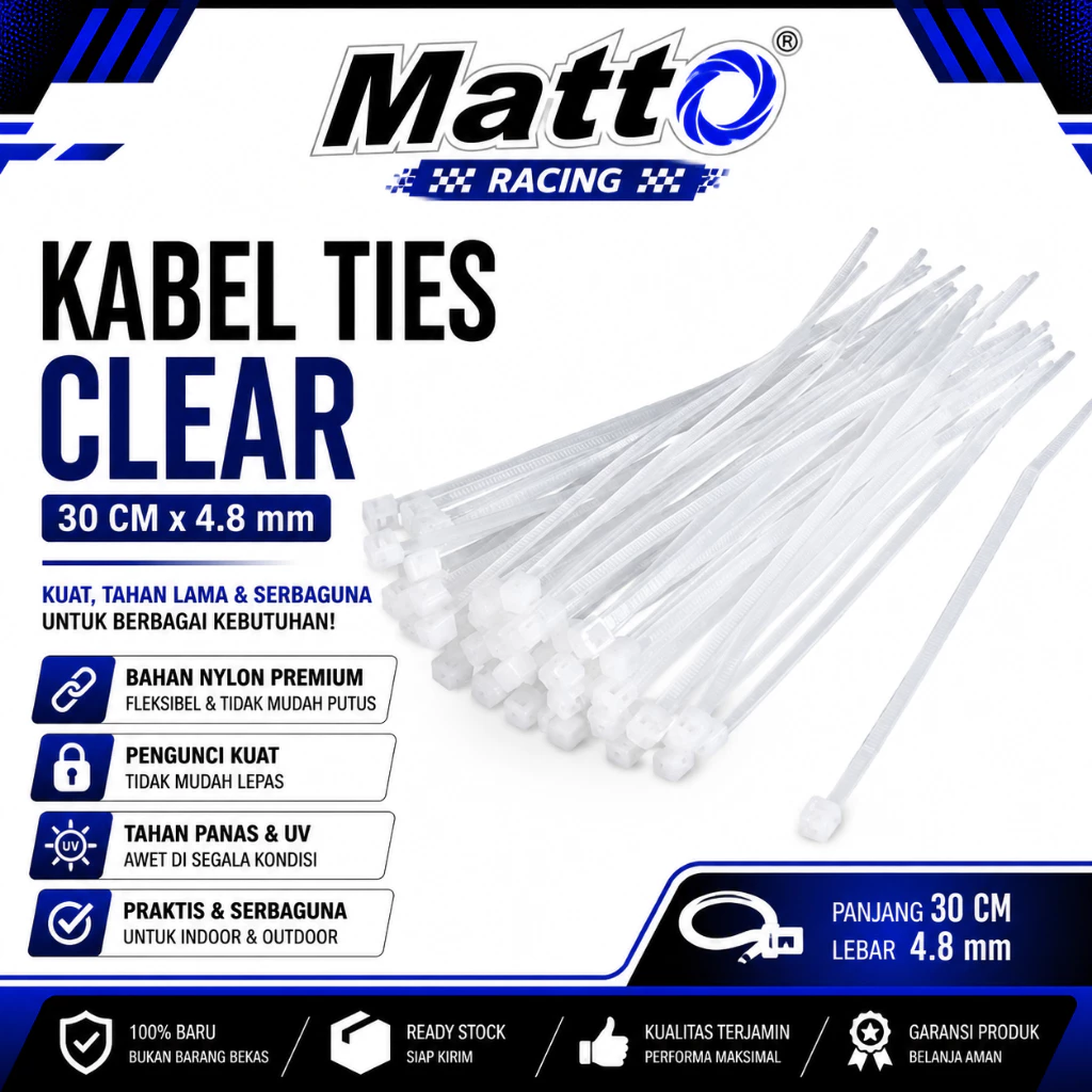 id-11134207-81zte-mr1hwfb46bk6ab Kabel Ties 30 CM x 4.8 mm Clear | Cable Tie Putih Bening | Pengikat Kabel | Matto Racing - Gambar 1