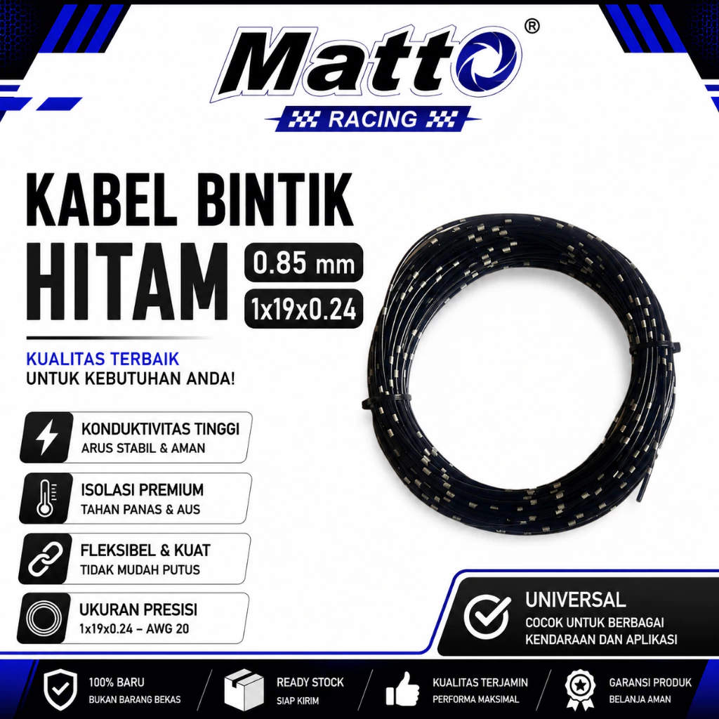 id-11134207-81zte-mr2p6z3pge0wfe Kabel Bintik Hitam 0.85 mm 1x19x0.24 | Kabel Listrik Otomotif Motor Mobil | Matto Racing - Gambar 1