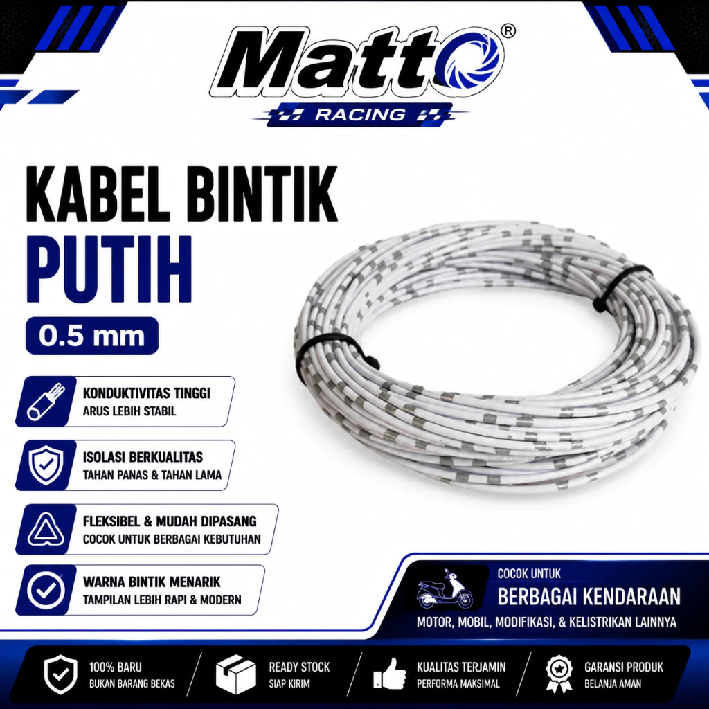 id-11134207-81ztl-mr2p6z3parr48c Kabel Bintik Putih 0.5 mm | Kabel Listrik Otomotif Motor Mobil | Matto Racing - Gambar 1